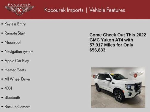 Summit White 2022 GMC Yukon AT4