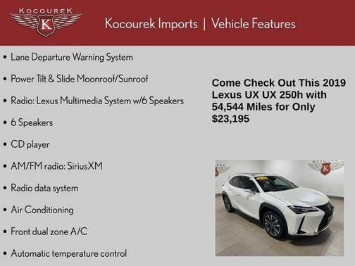 White Pearl 2019 Lexus UX 250h Base