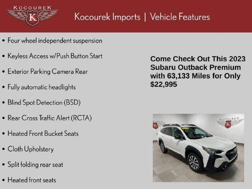 Crystal White Pearl 2023 Subaru Outback Premium