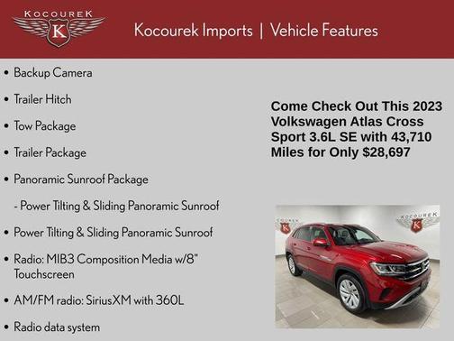 Aurora Red Metallic 2023 Volkswagen Atlas Cross Sport 3.6L V6 SE w/Technology