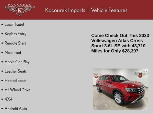 Aurora Red Metallic 2023 Volkswagen Atlas Cross Sport 3.6L V6 SE w/Technology