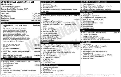 Bright White Clearcoat 2023 RAM 2500 Laramie Crew Cab 4x4 6'4' Box