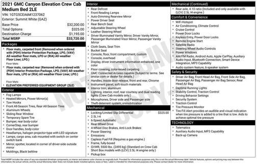 Summit White 2021 GMC Canyon Elevation
