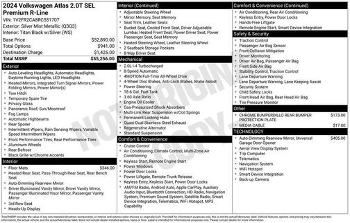Silver Mist Metallic 2024 Volkswagen Atlas 2.0T SEL Premium R-Line 4MOTION