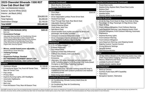 Summit White 2025 Chevrolet Silverado 1500 RST