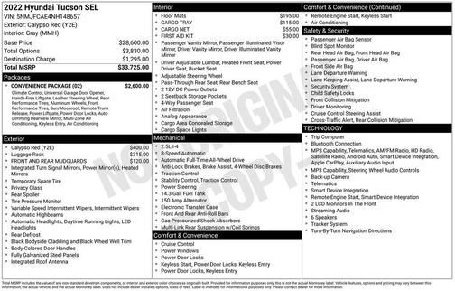 Calypso Red 2022 Hyundai TUCSON SEL