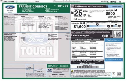 Frozen White 2020 Ford Transit Connect XL Cargo Van