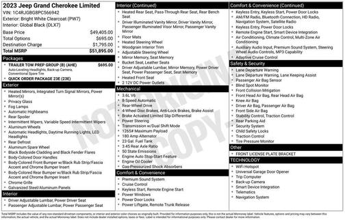 Bright White Clearcoat 2023 Jeep Grand Cherokee Limited