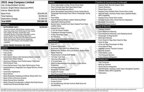 Bright White Clearcoat 2022 Jeep Compass Limited