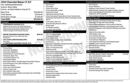 Black 2024 Chevrolet Blazer 2LT