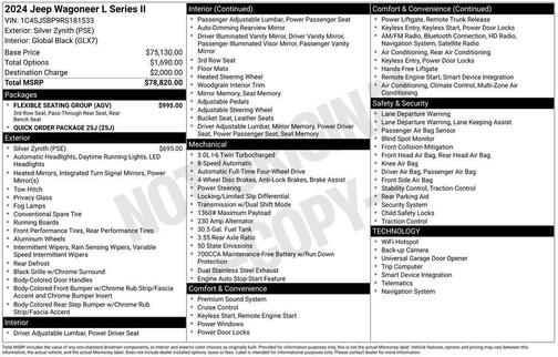 Silver Zynith 2024 Jeep Wagoneer L Series II 4x4