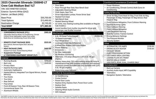 Summit White 2025 Chevrolet Silverado 2500 LT