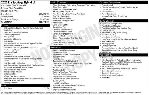 Steel Gray 2023 Kia Sportage Hybrid LX