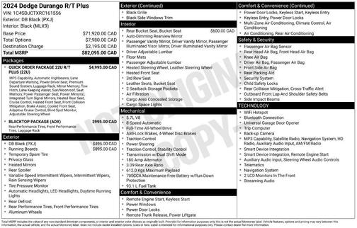 DB Black Crystal Clearcoat 2024 Dodge Durango R/T