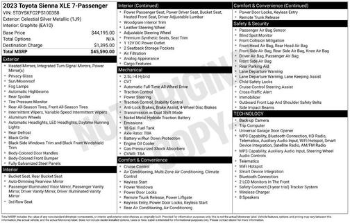 Celestial Silver Metallic 2023 Toyota Sienna XLE
