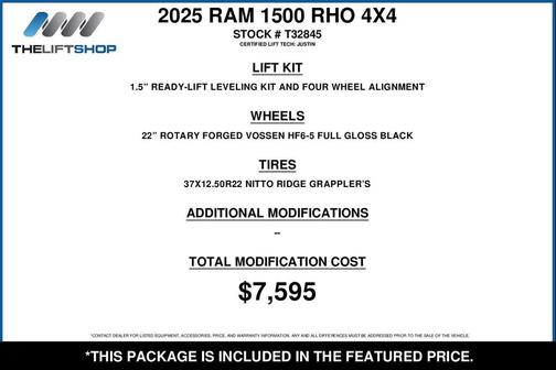 Diamond Black Crystal Pearlcoat 2025 RAM 1500 RHO Crew Cab 4x4 5'7' Box