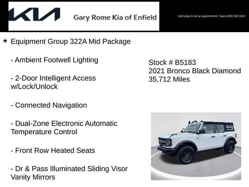 Oxford White 2021 Ford Bronco Black Diamond