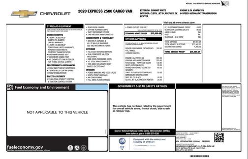 2020 Chevrolet Express 2500 RWD 2500 Regular Wheelbase WT