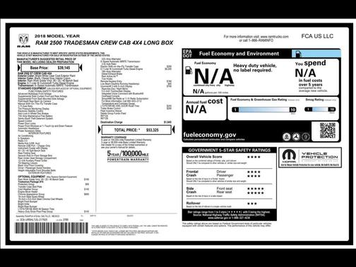 2018 RAM 2500 Tradesman Crew Cab 4x4 8' Box