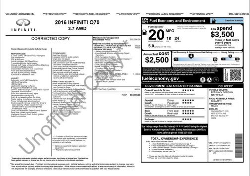 2016 INFINITI Q70 3.7X