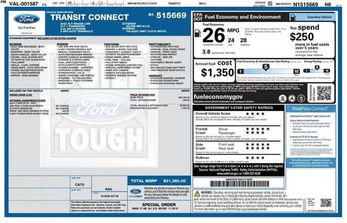 Silver 2022 Ford Transit Connect XLT w/Rear Liftgate