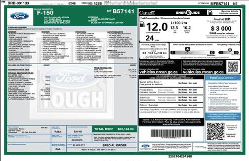 Agate Black Metallic 2021 Ford F-150 Platinum