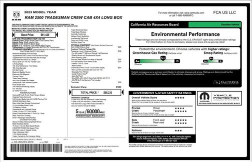 Bright White Clearcoat 2023 RAM 2500 Tradesman Crew Cab 4x4 8' Box