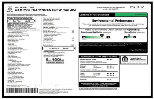 Bright White Clearcoat 2022 RAM 2500 Tradesman Crew Cab 4x4 6'4' Box