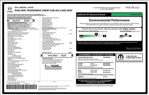 2021 RAM 2500 Tradesman Crew Cab 4x4 8' Box