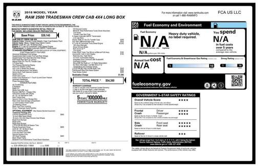 2018 RAM 2500 Tradesman Crew Cab 4x4 8' Box