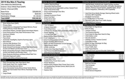 Snow White Pearl 2019 Kia Niro s Touring