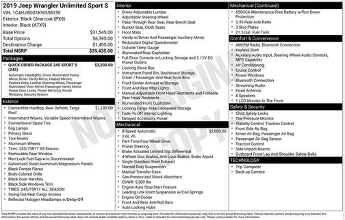 2019 Jeep Wrangler Unlimited Sport