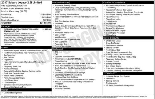 2017 Subaru Legacy Limited