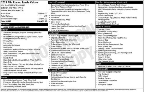 2024 Alfa Romeo Tonale Veloce EAWD