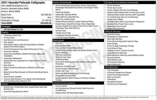 2021 Hyundai PALISADE Calligraphy