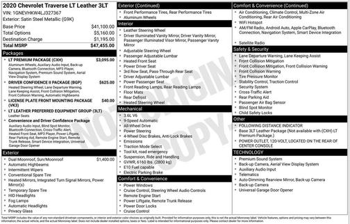 Satin Steel Metallic 2020 Chevrolet Traverse LT Leather