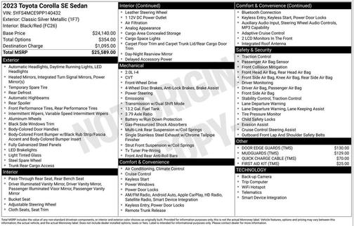 Classic Silver Metallic 2023 Toyota Corolla SE