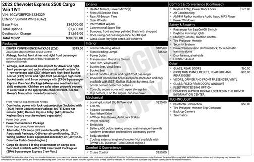 2022 Chevrolet Express 2500 RWD 2500 Extended Wheelbase WT