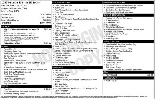 Molten Silver 2017 Hyundai ELANTRA SE