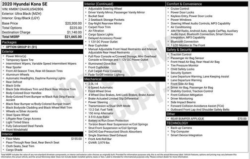 2020 Hyundai KONA SE