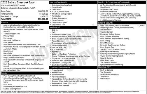 2025 Subaru Crosstrek Sport