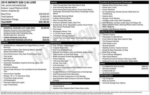 2019 INFINITI Q50 3.0t LUXE