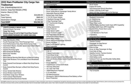 2022 RAM ProMaster City Tradesman
