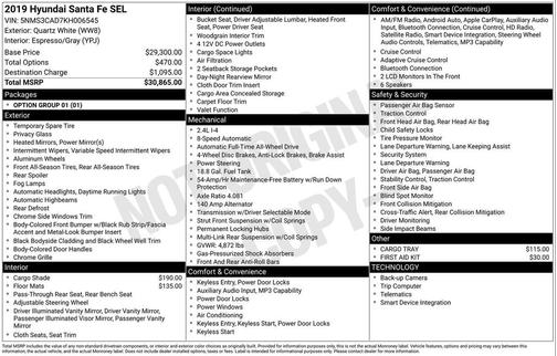 2019 Hyundai SANTA FE SEL 2.4