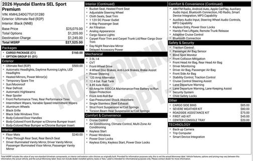 Ultimate Red 2026 Hyundai ELANTRA Sport