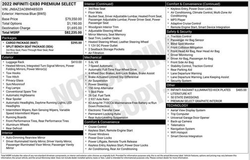 2022 INFINITI QX80 PREMIUM SELECT AWD