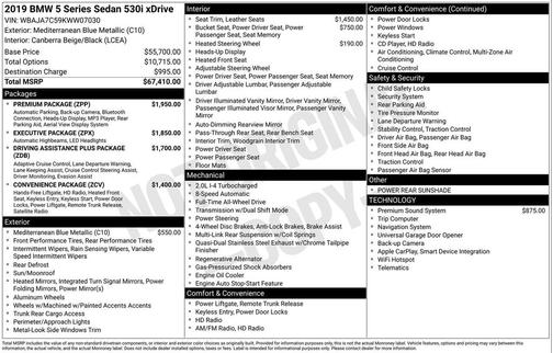 Mediterranean Blue Metallic 2019 BMW 530 xDrive