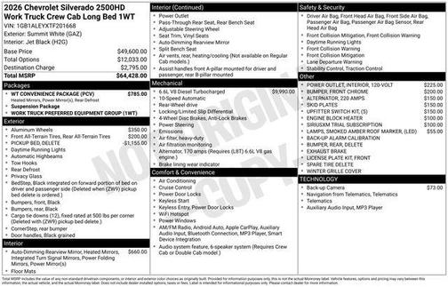 Summit White 2026 Chevrolet Silverado 2500 WT