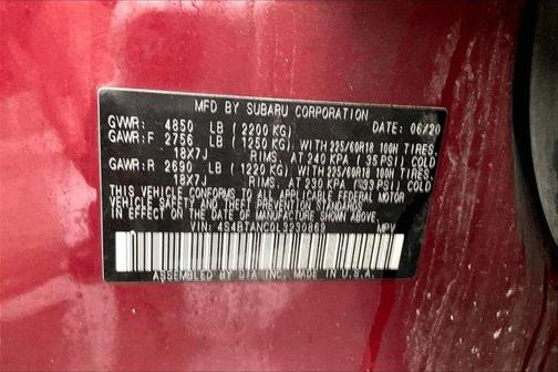 Crimson Red Pearl 2020 Subaru Outback Limited