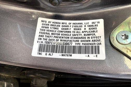 Gray 2016 Honda Civic EX-T